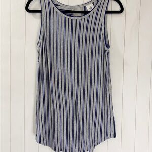 CAbi Women's Tank Top with Blue and Gray Stripes Small